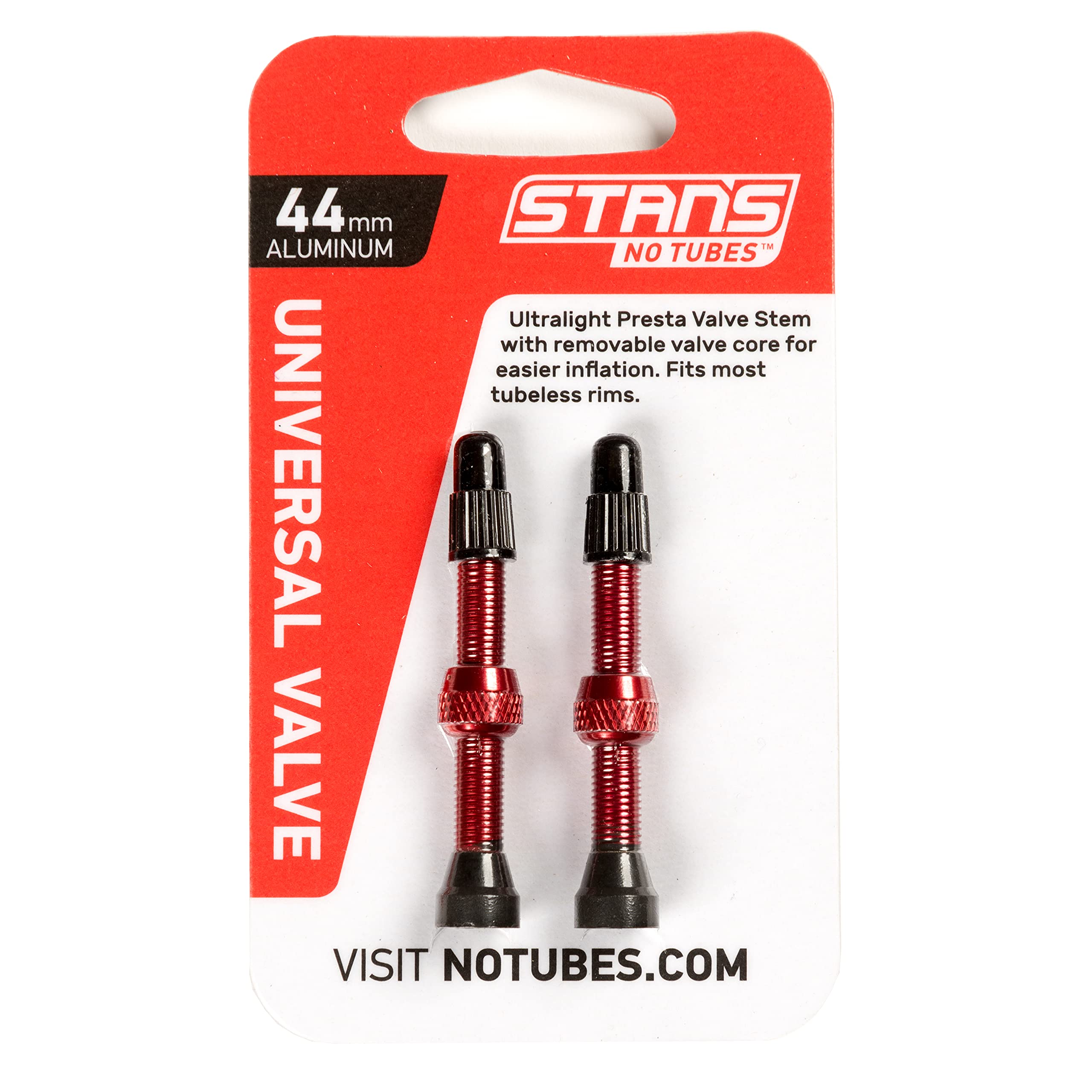 Stan's NoTubes Universal Presta Valve Stems - Aluminium - Red - 44mm - Pair