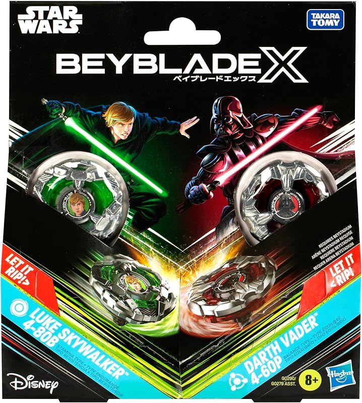 Beyblade X in collaborazione con Star Wars, Luke Skywalker 4-80B vs. Darth Vader 4-60B, confezione multipla