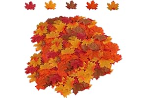 HENMI 500PCS Artificial Maple Leaves 5 Assorted Mixed Fake Fall Maple Leaf Lifelike Looking Silk Autumn Leaf Garland for Halloween Fall Decor Party Festival Thanksgiving Table Decorations…