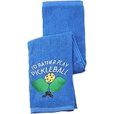 PWHAOO Pickleball Towel I'd Rather Be Playing Pickleball Embroidered Sports Teem Hand Towel Gift for Pickleball Player (Rather Be Playing Pickleball)