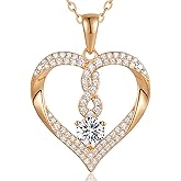 LOUISA SECRET Infinity Heart Birthstone Necklaces for Women, 925 Sterling Silver Forever Love Pendant Jewelry for Her, Ideal Gift for Wife, Girlfriend, Mom on Birthday, Anniversary, Mother's Day Gift