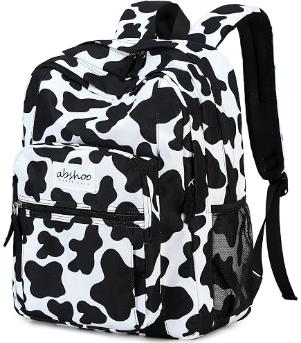 Unbranded Cow Print Travel Backpack Unisex Large Black White 16 in laptop Amazon.com: Yusudan Cow Print Laptop Backpack for Women Men  main image 4