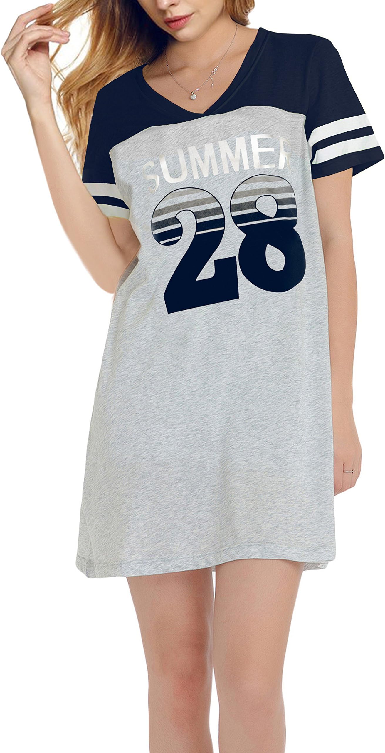 SWISSWELL Short Sleeve Nightgown/Sleep Dress for Women/Sleepwear Dark Blue-28 3X-Large
