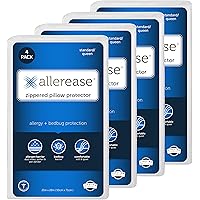 Set of 4 Standard/Queen AllerEase Pillow Protectors - Moisture Wicking, Advanced Allergy Protection - Premium Polyester, Zipp