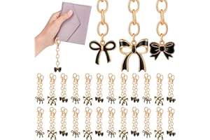 Sureio 30 Pcs Bow Keychains Party Favors Pink/White/Black Key Chains for Women Team Cheer Christmas Coquette Preppy Gifts