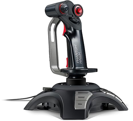 Speedlink PHANTOM HAWK Flightstick - Joystick für Gamer (mit Handablage - Stufenloser Schubregler - Force Vibration) für Gami