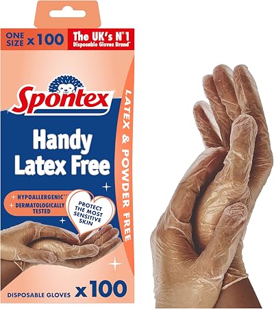 Spontex Protect 100 Disposable Gloves Large Vinyl Latex Free 100 pcs