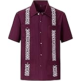 Men's Guayabera Shirts Short Sleeve Casual Snap Shirts
