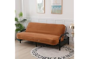 OctoRose Full Size 54x75x8inch 3 Side Zipper Classic Soft Micro Suede Futon Cover/Slipcover/Sofa Day Bed Mattress Cover Couch Protector (Cover ONLY) (Caramel)