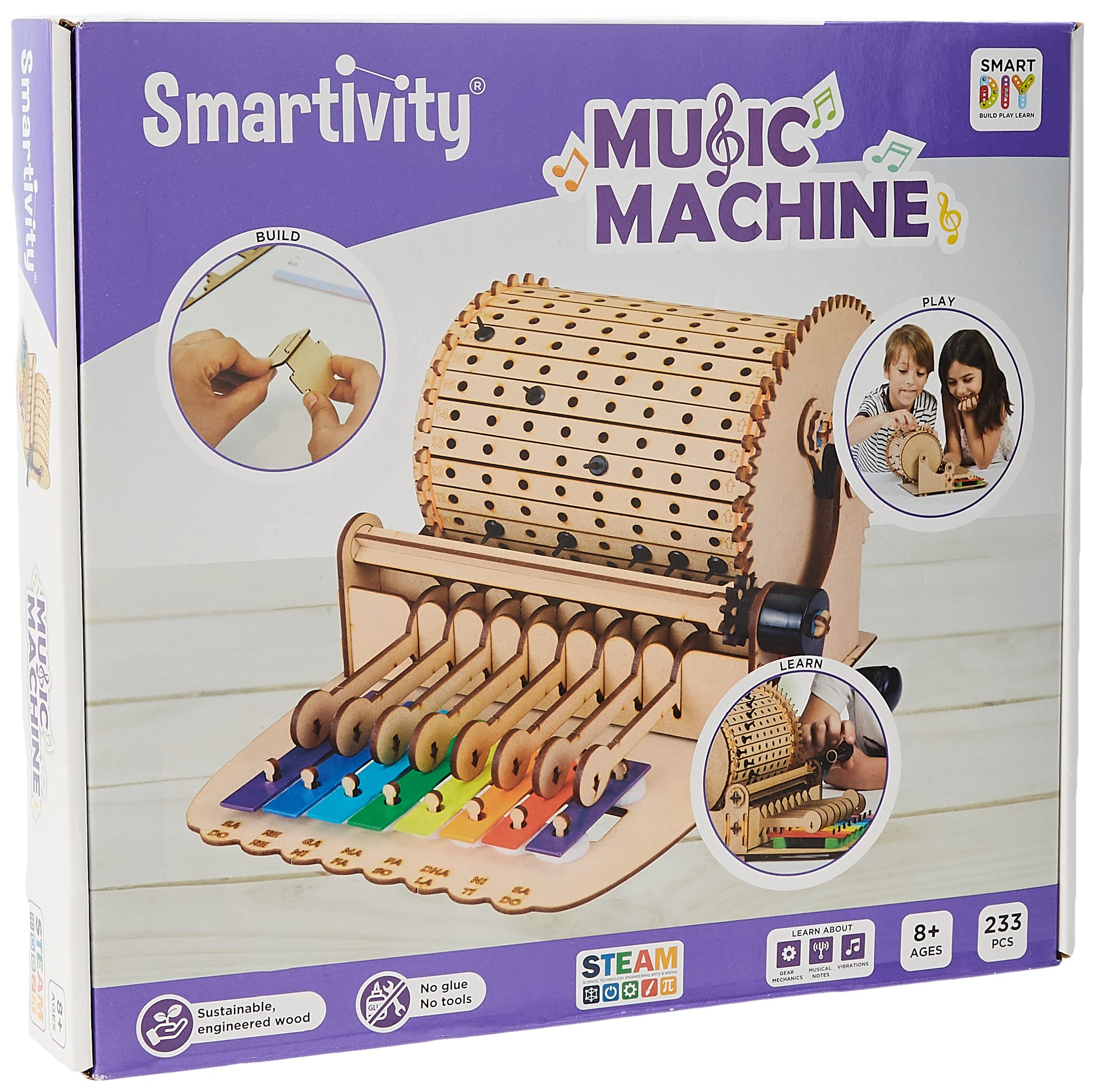 Smartivity - Music Machine, Engineering STEM and STEAM Wooden Building Kit, Ages 8+