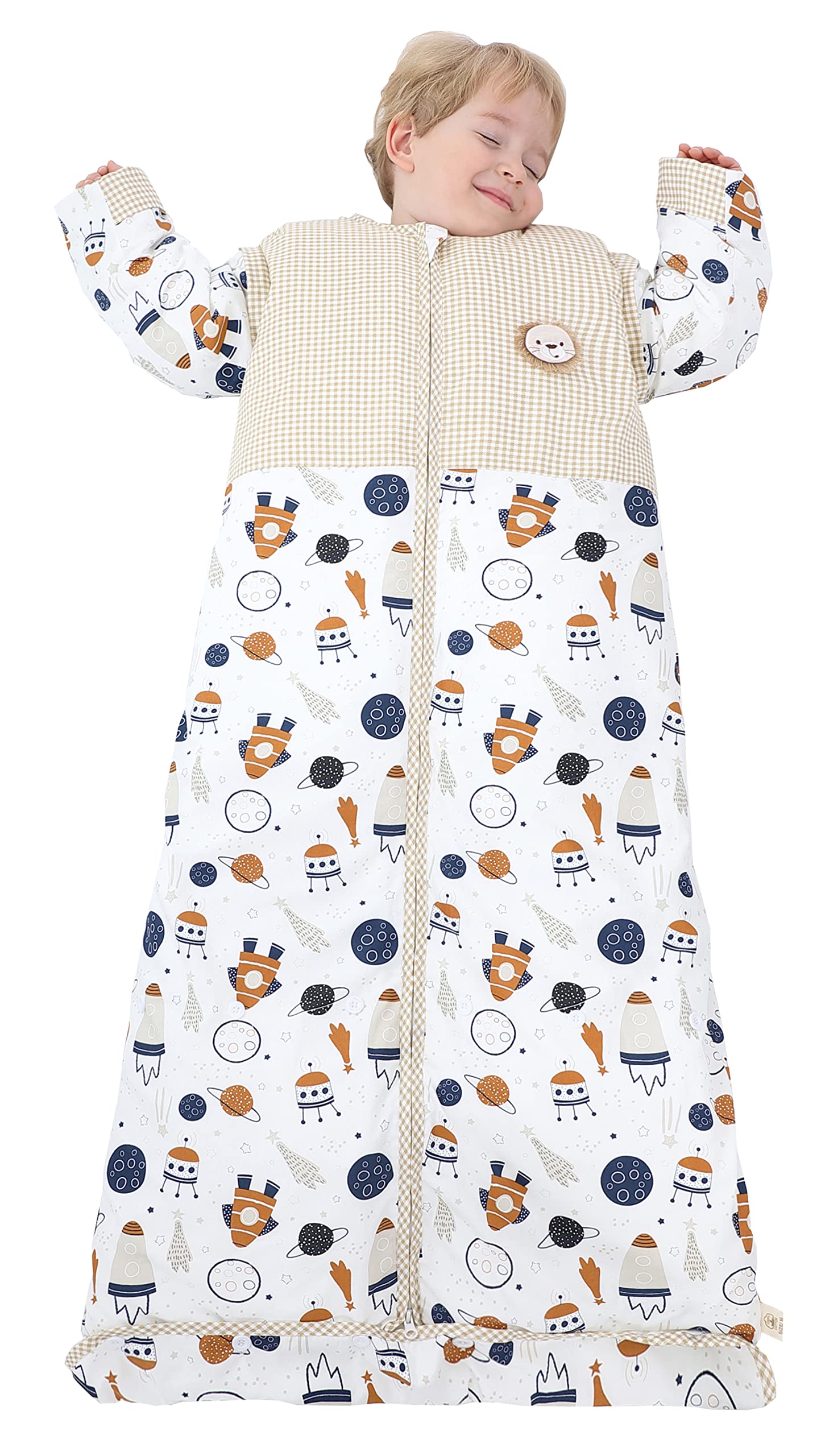 Chilsuessy Baby Sleeping Bag 2.5 Tog Winter Sleeping Sack Wearable Blanket for Kids, Adjustable Length, Removable Sleeves, Toddler Sleeping Bag for Boys Girls, 2.5 Tog/Spaceship, 150cm/6-9 Years — image 1