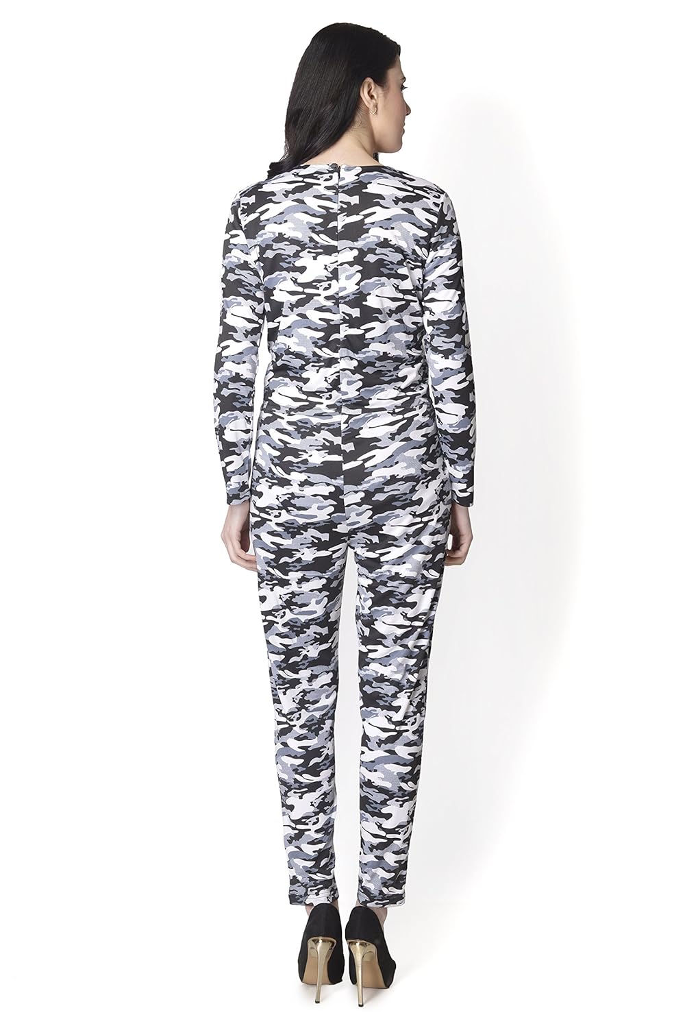 yaadleen women's interlock camouflage print jumpsuit (multicolour)