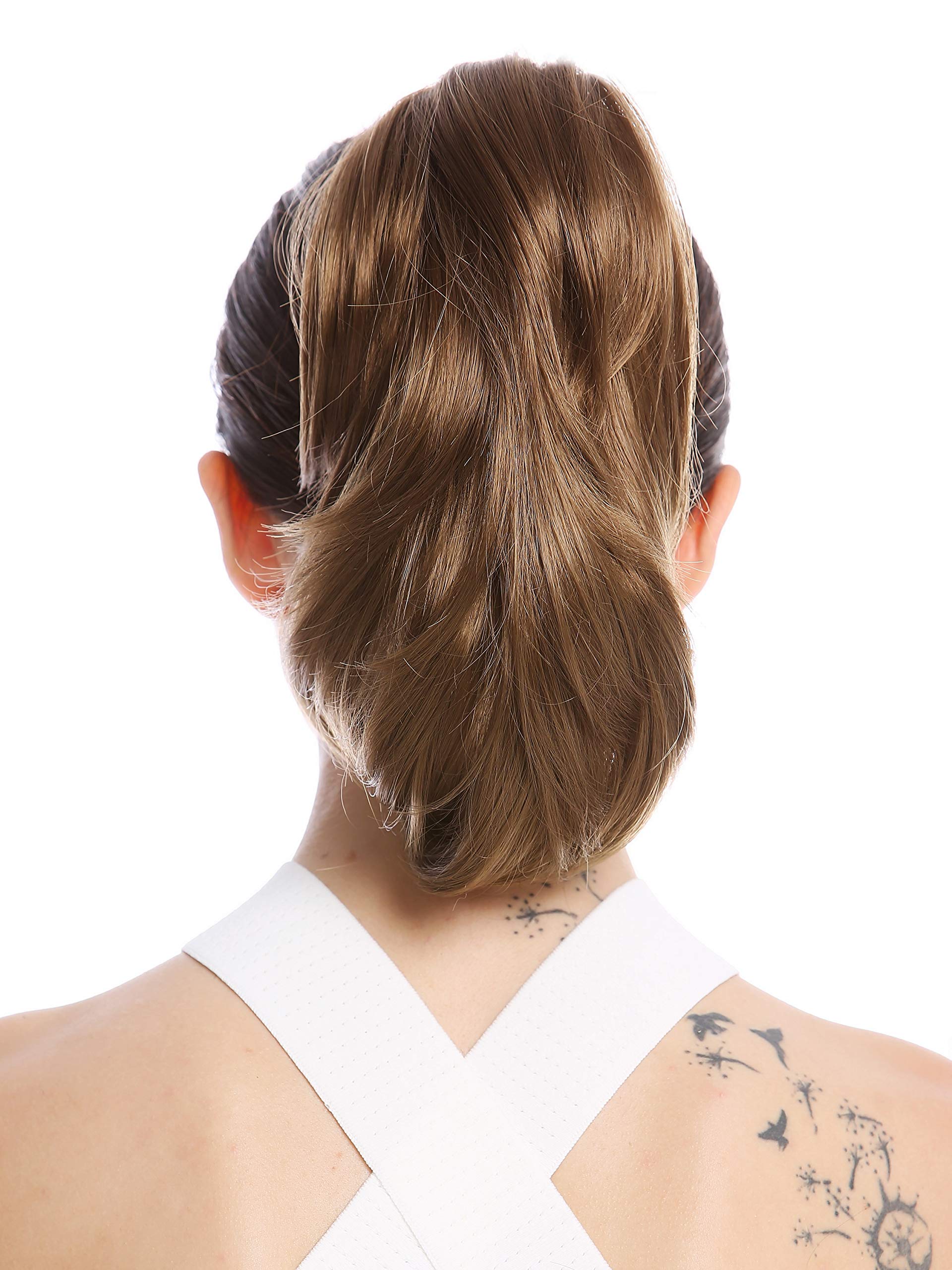 WIG ME UP - MKB-29-V-12 Ponytail Hairpiece Extensions optional Combs & Clamp short straight slighty wavy voluminous golden brown 12inch
