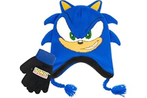 ACCESSORY SUPPLY Sonic The Hedgehog Winter Hat and Gloves Set – Blue Sonic Hat for Boys Ages 5-13 – Winter Hat with Scarf and Glove Set