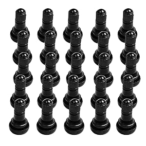 BLACKHORSE-RACING 25 Pack TR412 Tire Snap-in Short Rubber Valve Stem ATV Lawn Mower Garden Tractor Plug Stem for Tubeless 0.453” 11.5mm Rim Holes on Standard Vehicle Tires