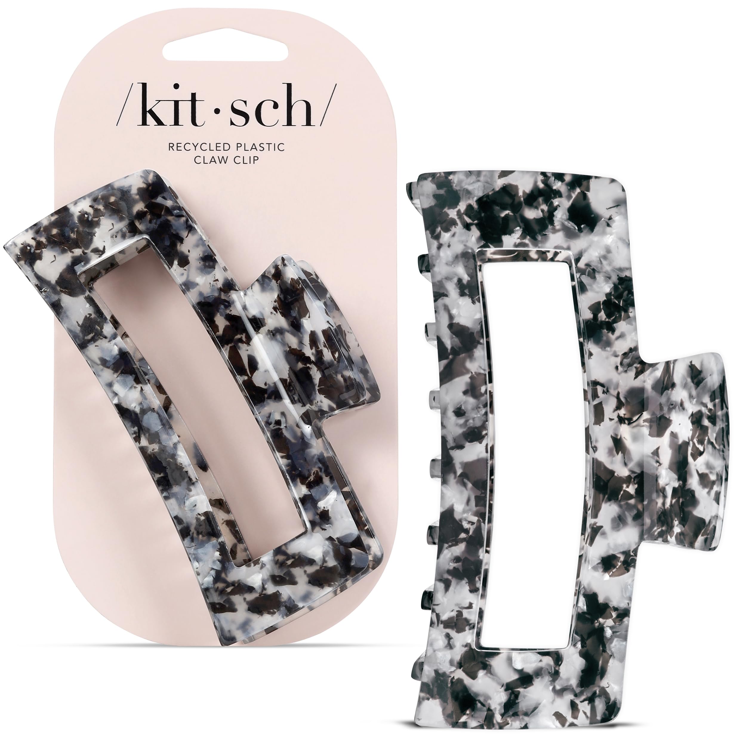 Kitsch Recycled Plastic Large Claw Clip, Big Open Shape Hair Clips for Women, Large Hair Claw Clips & Jaw Clips, Big Claw Clips for Thick Hair, Claw Hair Clips for Girls (1pc, Black)