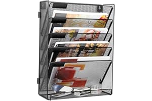 EasyPAG Hanging Wall File Organizer for Office 5 Tier Assembly Vertical Document Paper Storage Rack,Black BK-11-00150
