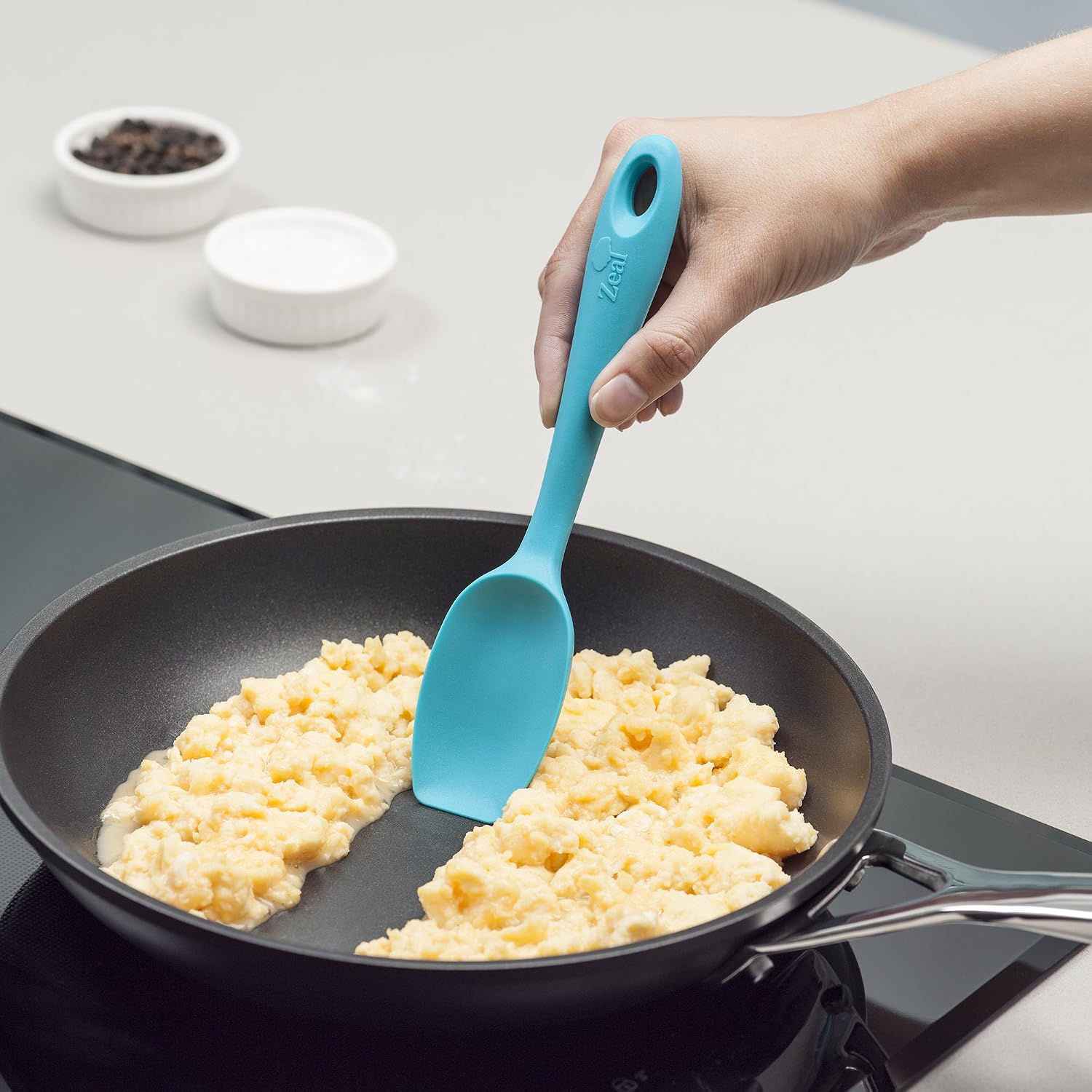 Zeal Silicone Spatula Spoon, Non-stick Flat-ended Cooking Spoon Spatula for Scraping Scooping and Stirring - Image 3