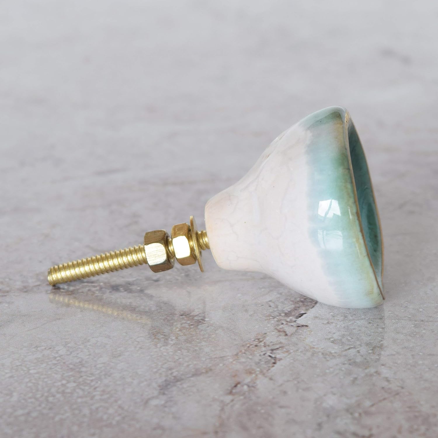 Pushka Home LTD Ceramic Crackled Concave Gold Crater Cupboard Door Knobs (Turquoise & Gold) - Image 4