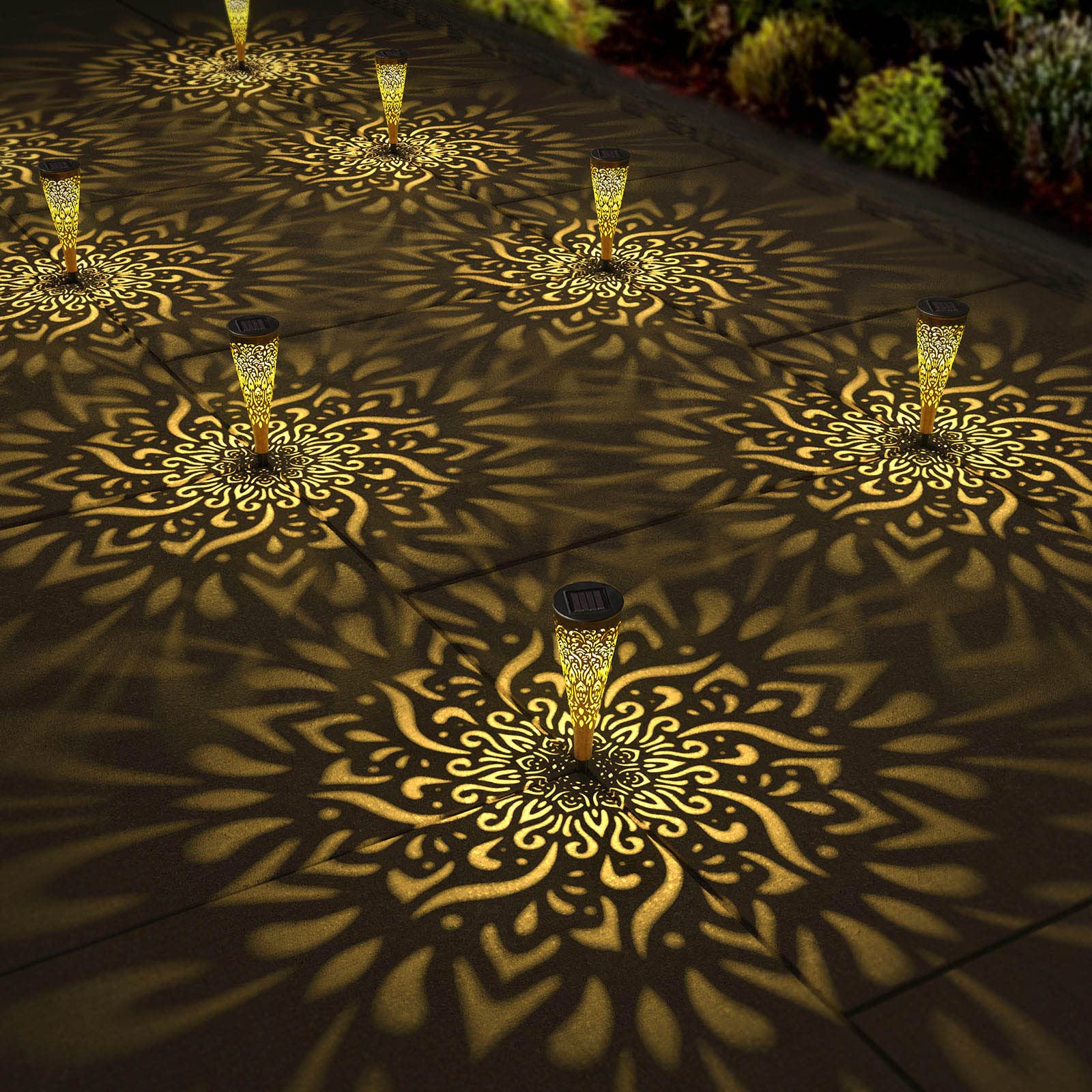 Photo 1 of *Minor Damaged*gardencave 6 Pack Solar Lights Outdoor Garden Decorative Solar Garden Lights with Warm Light Waterproof Solar Pathway Landscape Lights for Path Backyard Walkway Yard Decor, Gardening Gifts for Women