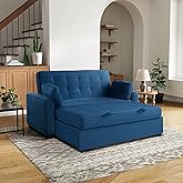 Serta Ainsley 72.6" Convertible Sleeper Sofa, Queen Size, Dreamcoil Comfort, Soft Velvet Fabric, Navy
