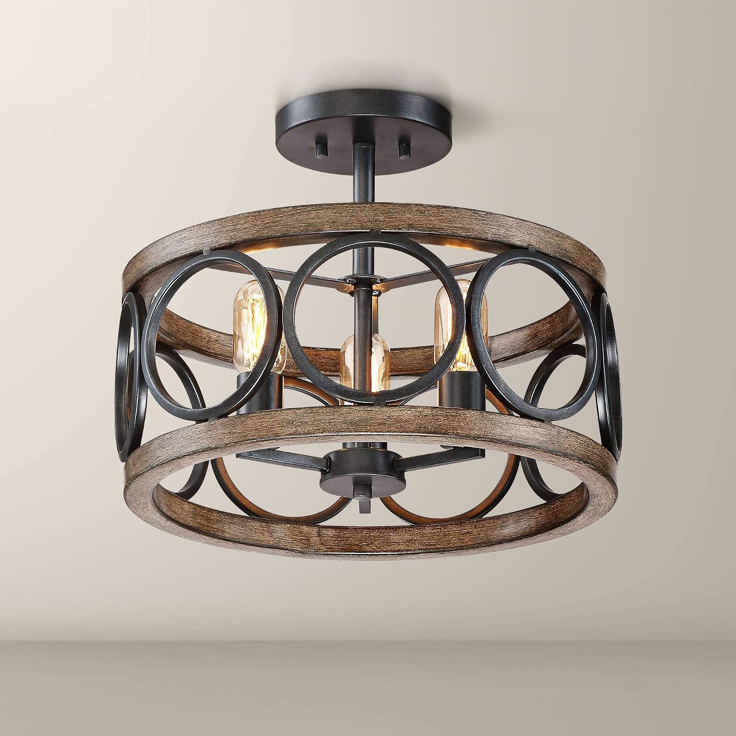 Semi-Flush Mount Ceiling Light Fixture – 1-Light Hanging Pendant, Modern Style