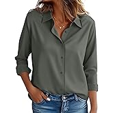 CBOO Women's Stain-Resistant Shirts Wrinkle Free & Non Iron Long Sleeve Button Down Blouse Office Tops