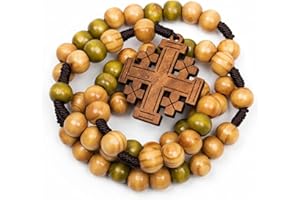 Nazareth Store Olive Wood Prayer Rosary Catholic Our Father Wooden Jerusalem Cross Short Cord Car Protection Chaplet Amulet i
