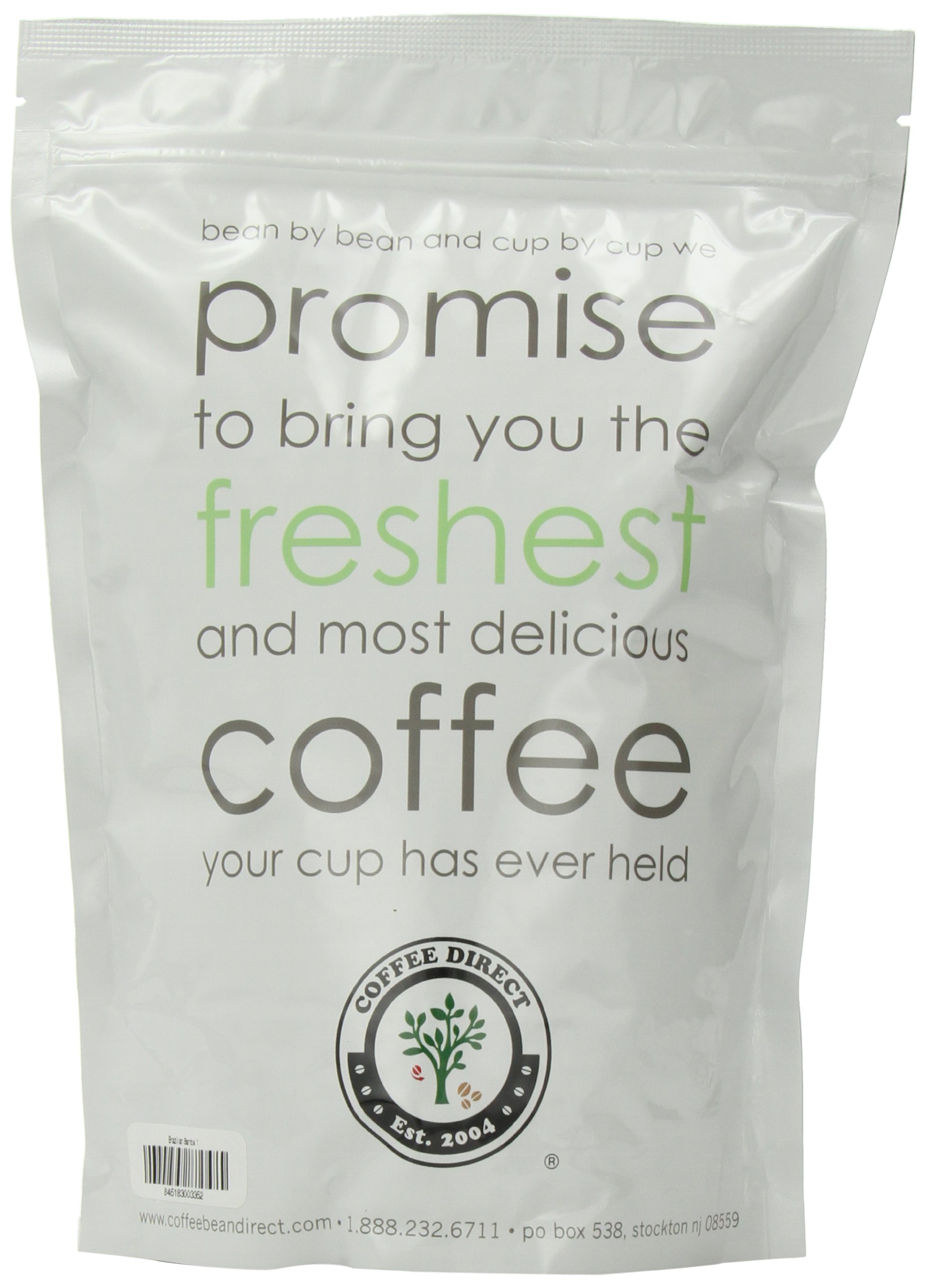 Coffee Bean Direct Brazilian Santos, Whole Bean Coffee, 16Ounce Bags