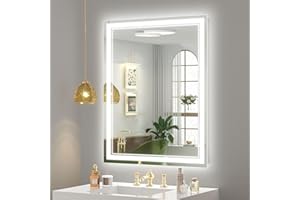 OKPAL 24x36 LED Bathroom Mirror, Anti-Fog Lighted Bathroom Mirror, Dimmable Lighted Vanity Mirror, LED Vanity Mirror with Lights, Shatterproof, ETL Listed, Horizontal/Vertical (Front & Backlit)