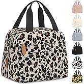 ELONGRIVER Insulated Lunch Bag for Women, Portable Lightweight Lunch Box for Adults, Reusable Small Lunch Tote Cooler Bags with Front Zipper Pocket for Work School Picnic(Leopard)