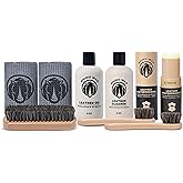 Rhino Wax - Complete Leather Cleaning and Conditioning Kit (Oil + Conditioner + Cleaner + Waterproofing Wax + Brushes + Cloths) - Cleans, Revitalizes and Protects Leathers - Proudly Made in The USA