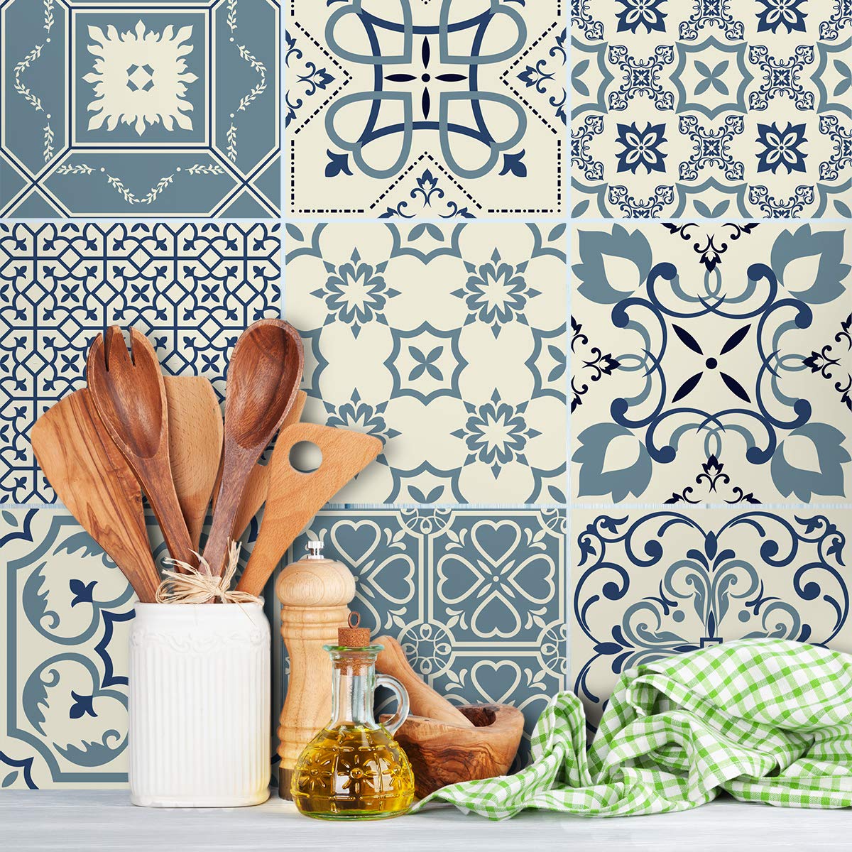 Adhesive Tile Stickers – Cement Tile Sticker – Wall Decoration Stickers for Bathroom and Kitchen – 20 x 20 cm – Pack of 9