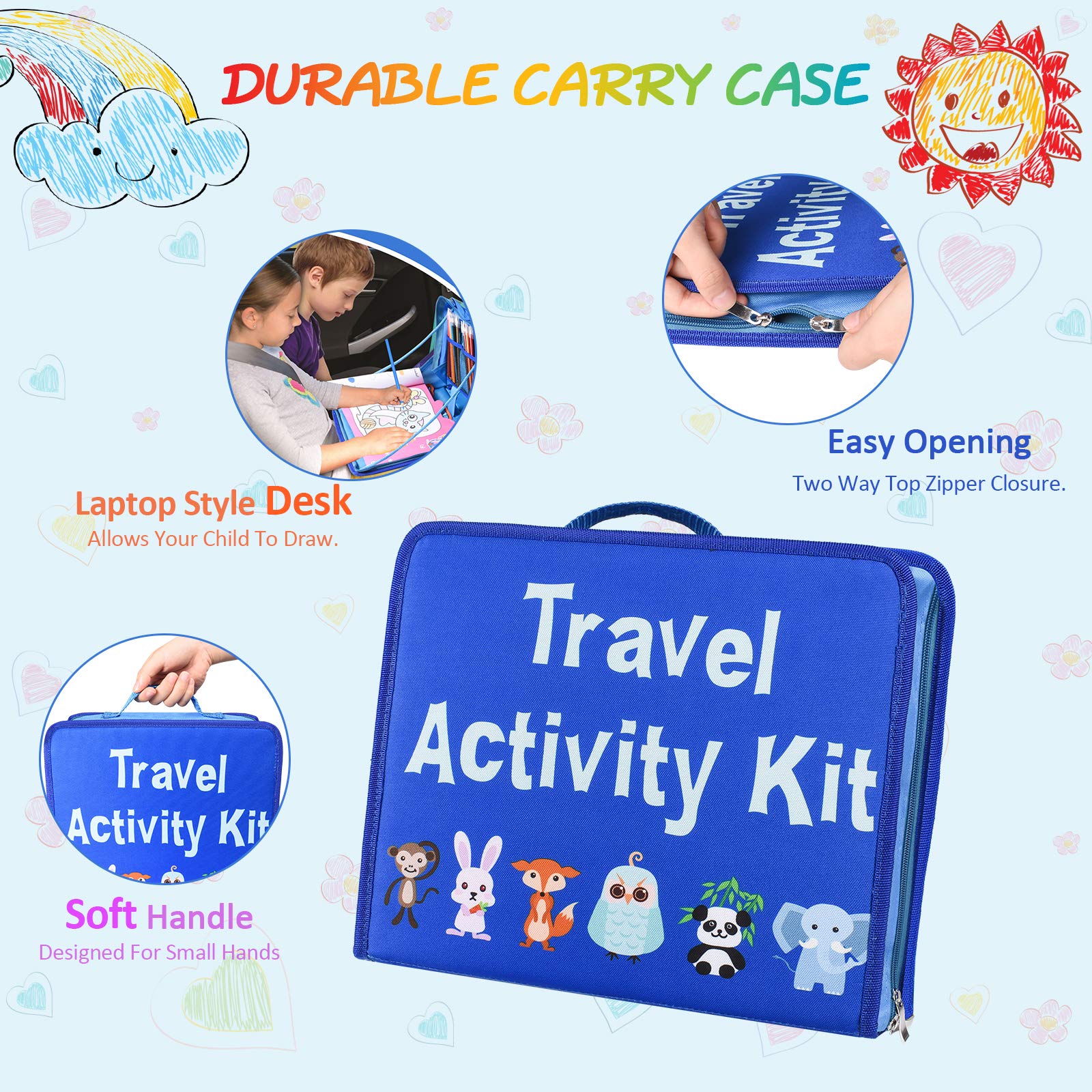 L\'émouchet Travel Activity Kit, Laptop Style Desk with Writing and Drawing Accessories, Large 92 Kids Stencil Sets,Ideal Educational Toy and Creativity Kit,The Perfect Kids Gift for Any Occasion