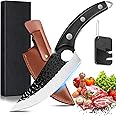 Bicico Viking Knife, Hand Forged Butcher Knife with Sheath and Sharpener, Japan Boning Meat Cleaver High Carbon Stainless Steel Knife Great Gift for Multipurpose Outdoor, Camping, Hunting, BBQ