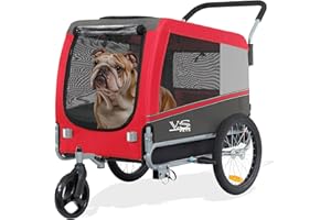Tiggo Veelar Sports Pets Large Dog Bike Trailer & Stroller for Medium,Large Dog or Multiple Small Dogs, Pet Stroller for Dogs Up to 78 lbs, Parking Brakes, Low Center of Gravity