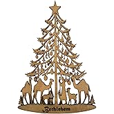 Christmas Tree Nativity Wooden Ornament 8"
