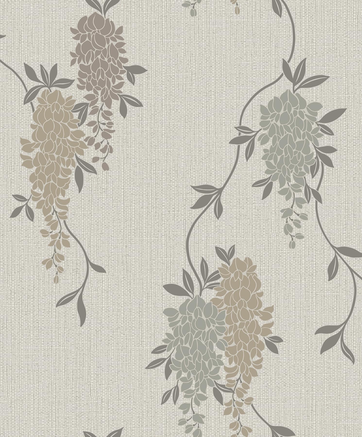 Fine Decor FD43673 Wisteria Floral Wallpaper, Neutral