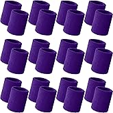 Bememo 24 Pcs Wrist Sweatbands Bulk Sports Wrist Bands for Men Women Breathable Athletic Tennis Wristbands Stretchy Absorbent Cotton Terry for Basketball, Baseball, Gym, Working Out