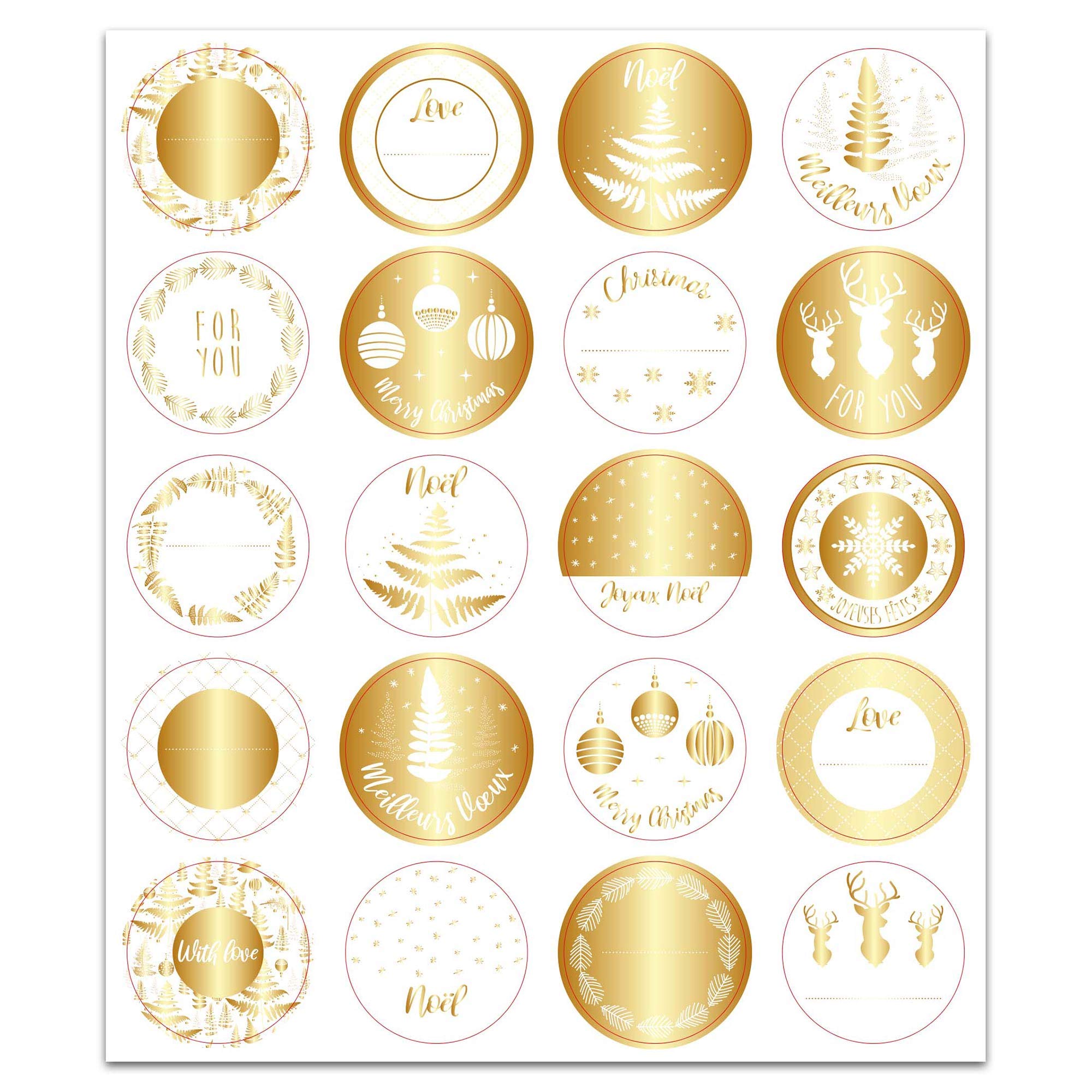 Toga Stickers Packaging, White and Gold, 3 x 3 cm, Set of 5