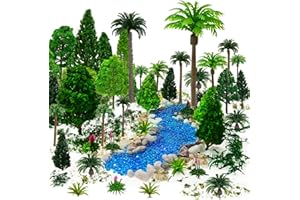 QuarenDen 42Pcs Diorama Supplies Kit, Model Trees, Miniature Palm Trees, Architecture Tree, Decorative Sand, Stone, Grass, Mo