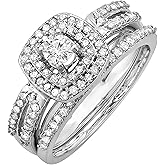 Dazzlingrock Collection 0.75 Ctw Round Natural Diamond Women Bridal Ring Engagement Matching Band Set White Real Solid Gold