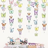 Cheerland Butterfly Garlands Garden Party Decorations Pastel Floral Banner Butterflies Streamers Beads for Birthday Baby Shower Classroom Picnic Bridal Shower Spring Tea Fairy Backdrop Hanging Decor