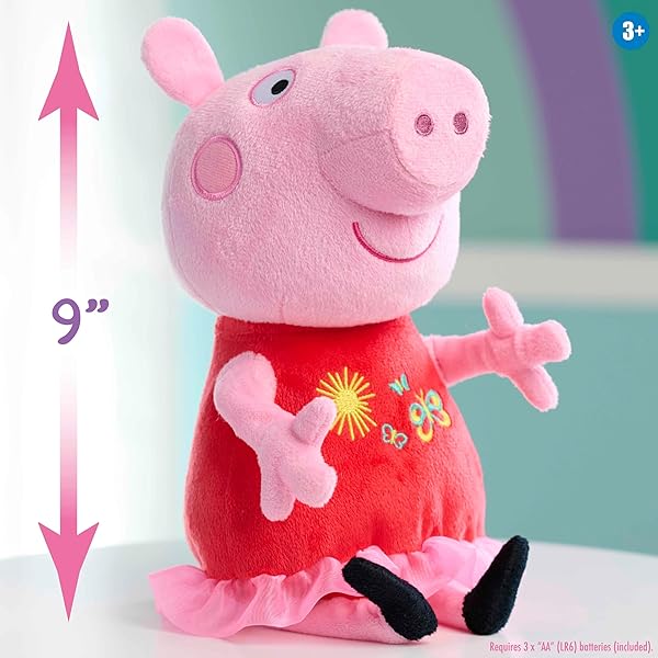 PEPPA PIG GREAT DAY FOR GIGGLES PEPPA 9-INCH PLUSH WITH MUSIC AND SOUND, GIGGLES AND SNORTS, KIDS TOYS FOR AGES 3 UP BY JUST PLAY