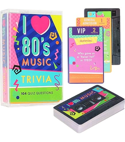 Gift Republic – Quiz Cards Années 80 – 100 Questions De Culture – Jeu De Cartes Pour Adultes – Cadeau Idéal