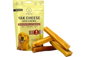 WollyWag Yak Cheese Himalayan Dog Chews – 4 Yak Chews for Large Dogs | 100% Natural Cheese Bones for Aggressive Chewers | Long-Lasting, Odor-Free, Gluten-Free, Lactose Free Milk Bone Dog Treats