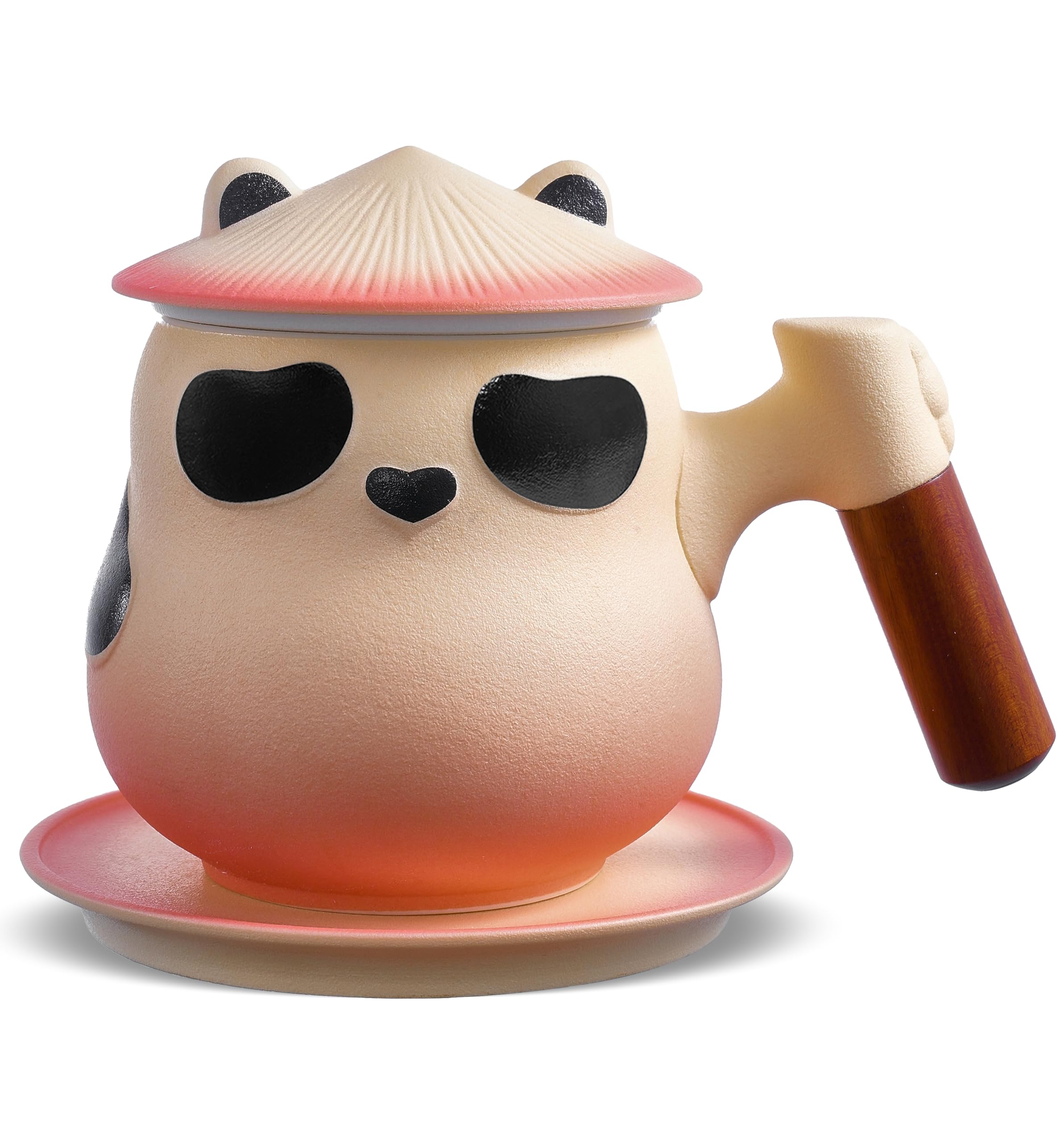 tea Cute Panda Mug with Infuser and Lid, 330 ML Ceramic Diffuser for Loose Leaf Tea, Wood Handle Collector’s Gift for Daughter — image 1