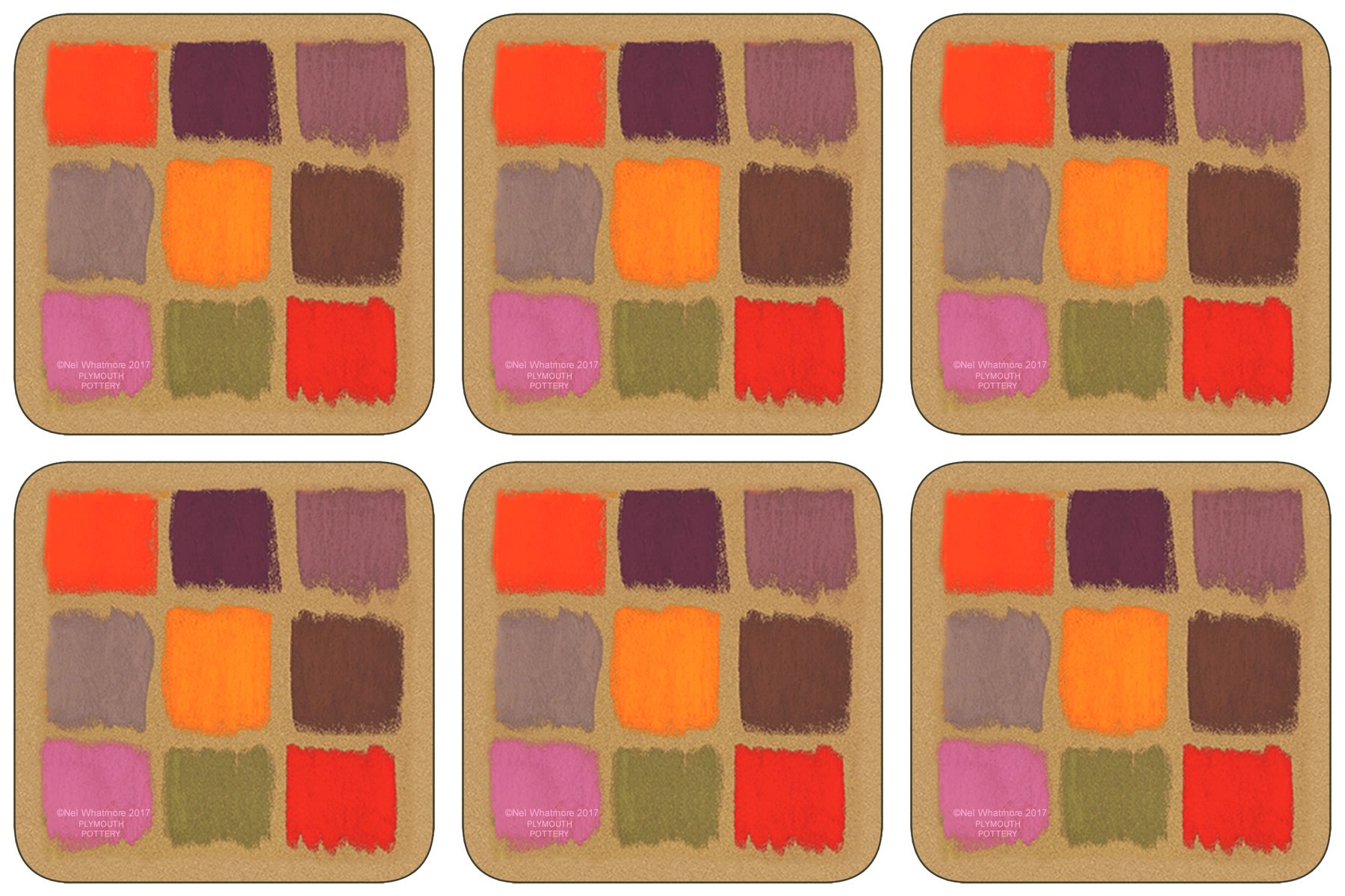 Plymouth Harlequin Coasters - Set of 6