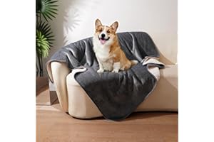 Sunheir Waterproof Dog Blanket for Bed Couch, Soft Plush Pet Blankets for Small Medium Large Dogs Cats, Washable Puppy Blankets with Reversible Sherpa Fleece Furniture Protector, 25"X 35", Grey