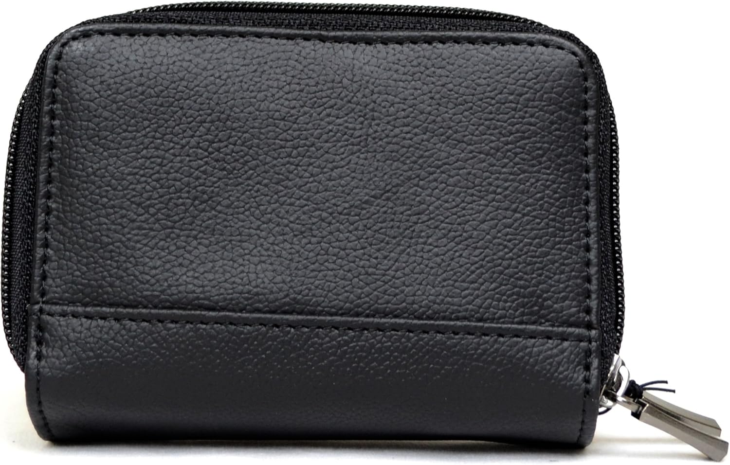 Ladies Small Leather Purse wih 2 Zipped Compartments - Black - Image 4